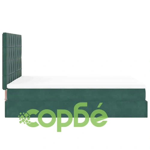 Луксозно османско легло с матраци и LED осветление, тъмнозелено кадифе, 140x190 см ➤ топ цена ➤ sorbe.bg