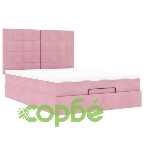 Османска кадифена спалня с матраци и LED осветление, 140x200 см, розова ➤ топ цена ➤ sorbe.bg