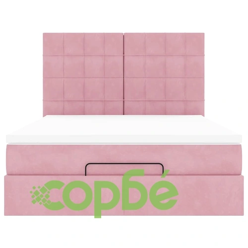 Османска кадифена спалня с матраци и LED осветление, 140x200 см, розова ➤ топ цена ➤ sorbe.bg