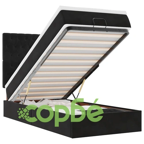 Османско легло с матраци и LED осветление, 80x200 см, черно кадифе ➤ топ цена ➤ sorbe.bg