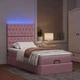 Османско легло с матраци и LED осветление, розово, 80x200 см, кадифе