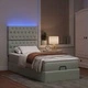 Османско легло с матрак, топ матрак и LED осветление, 90x200 см, светлосиво кадифе
