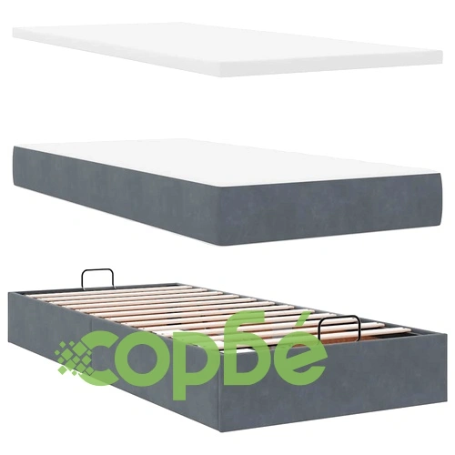 Османска Легло с Матраци и LED Осветление, 90x200 см, Тъмносиво Кадифе ➤ топ цена ➤ sorbe.bg