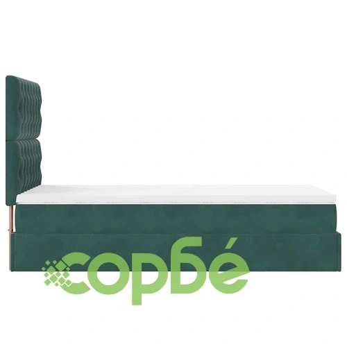 Османска легло с матрак и LED осветление, 100x200 см, тъмнозелено кадифе ➤ топ цена ➤ sorbe.bg