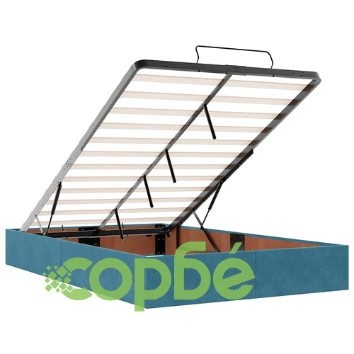 Османска легло с матрак, топ матрак и LED осветление, 120x190 см, тъмносиньо кадифе ➤ топ цена ➤ sorbe.bg