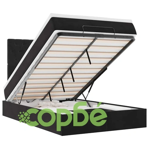 Османско легло с матраци и LED осветление, черно, 120x200 см, кадифе ➤ топ цена ➤ sorbe.bg