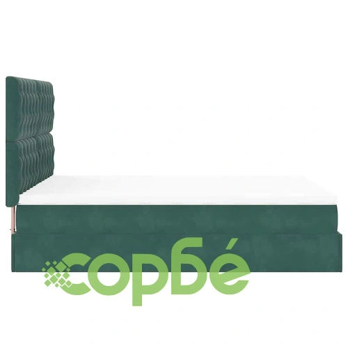 Луксозно Османско Легло с Матраци и LED Осветление, 140x190 см, Тъмнозелено Кадифе ➤ топ цена ➤ sorbe.bg