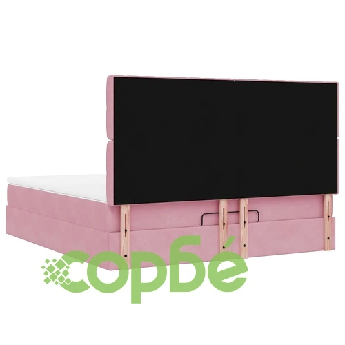 Османско легло с матраци и LED осветление, 160x200 см, розово кадифе ➤ топ цена ➤ sorbe.bg