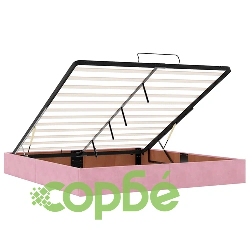 Османско легло с матраци и LED осветление, 160x200 см, розово кадифе ➤ топ цена ➤ sorbe.bg