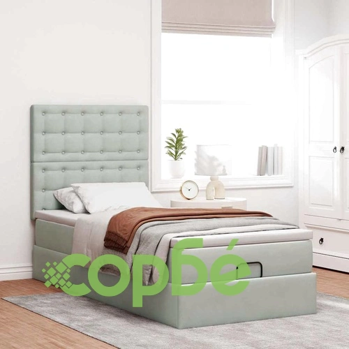 Османска легло с матрак, топ матрак и LED осветление, 80x200 см, светлосиво кадифе ➤ топ цена ➤ sorbe.bg