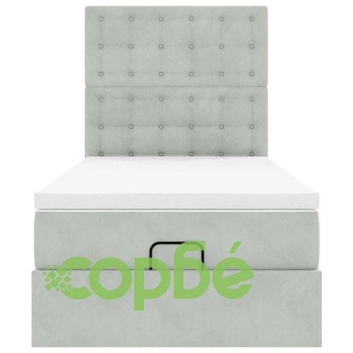 Османска легло с матрак, топ матрак и LED осветление, 80x200 см, светлосиво кадифе ➤ топ цена ➤ sorbe.bg