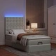 Османско легло с матраци и LED осветление, 90x200 см, светлосиво кадифе
