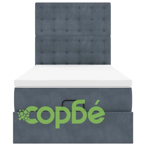 Османско легло с матрак, топ матрак и LED осветление, 90x200 см, тъмносиво кадифе ➤ топ цена ➤ sorbe.bg