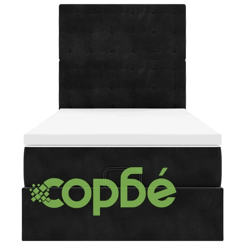 Османско легло с матраци и LED осветление, 90x200 см, черно кадифе ➤ топ цена ➤ sorbe.bg