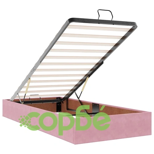 Османско легло с матраци и LED осветление, розово, 90x200 см, кадифе ➤ топ цена ➤ sorbe.bg