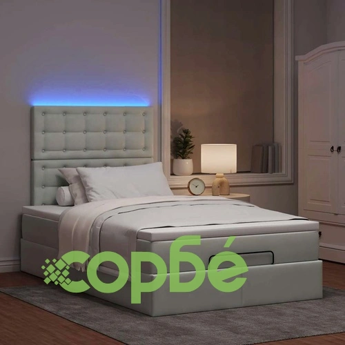 Османско легло с матраци и LED осветление, 120x190 см, светлосиво кадифе ➤ топ цена ➤ sorbe.bg