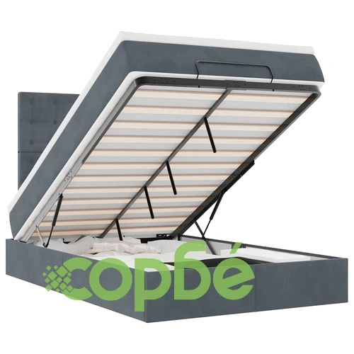 Османско легло с матраци и LED осветление, 120x200 см, тъмносиво кадифе ➤ топ цена ➤ sorbe.bg