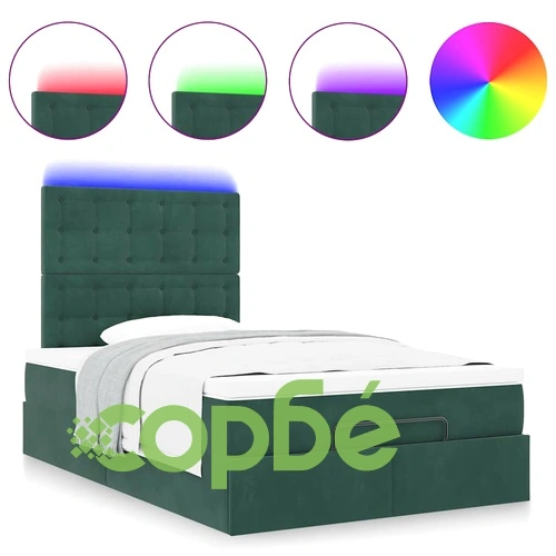 Османска легло с матраци и LED, тъмнозелено, 120x200 см, кадифе ➤ топ цена ➤ sorbe.bg