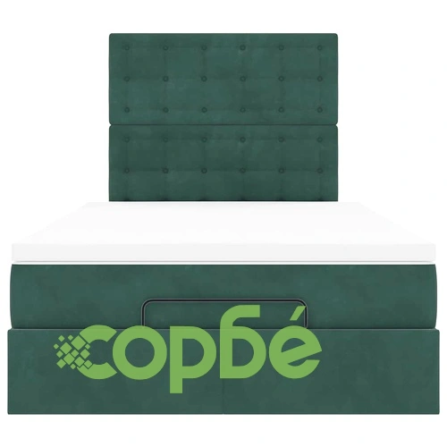 Османска легло с матраци и LED, тъмнозелено, 120x200 см, кадифе ➤ топ цена ➤ sorbe.bg