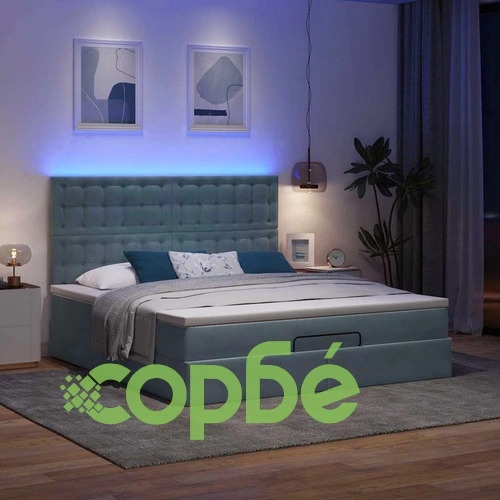 Луксозно османско легло от кадифе с матрак, топ матрак и LED осветление, тъмносиво, 160x200 см ➤ топ цена ➤ sorbe.bg