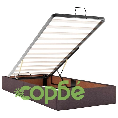 Легло тип Османска с матраци и LED осветление, тъмнокафяво, 180x200 см, плат ➤ топ цена ➤ sorbe.bg