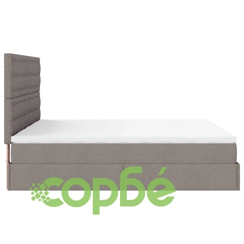 Тапицирано легло с матраци и LED осветление, таупе, 160x200 см, полиестер ➤ топ цена ➤ sorbe.bg