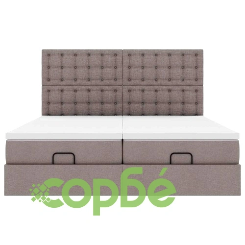 Тапицирано легло с матраци и LED осветление, таупе, 160x200 см, полиестер ➤ топ цена ➤ sorbe.bg