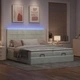Османска легло с матраци и LED, светлосиво, 200x200 см, кадифе