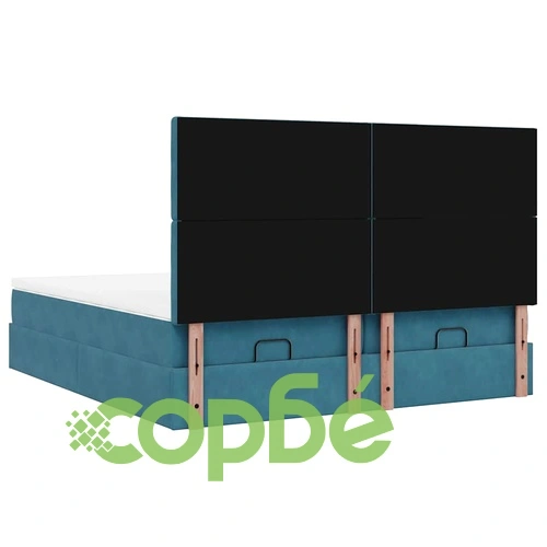 Луксозно османско легло от кадифе с матраци и LED осветление, тъмносиньо, 160x200 см ➤ топ цена ➤ sorbe.bg