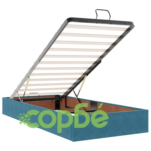 Луксозно османско легло от кадифе с матраци и LED осветление, тъмносиньо, 160x200 см ➤ топ цена ➤ sorbe.bg