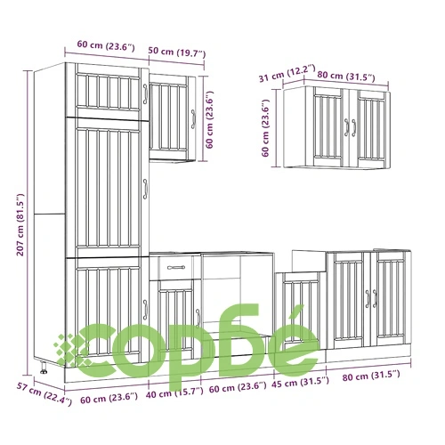 Комплект кухненски шкафове Kalmar от 7 части, бял гланц, инженерно дърво ➤ топ цена ➤ sorbe.bg