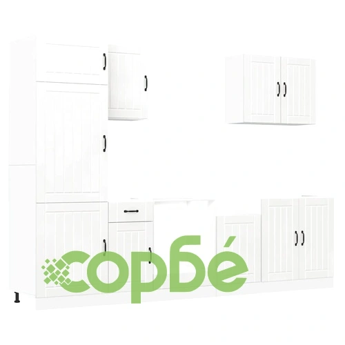 Комплект кухненски шкафове Kalmar от 7 части, бял гланц, инженерно дърво ➤ топ цена ➤ sorbe.bg