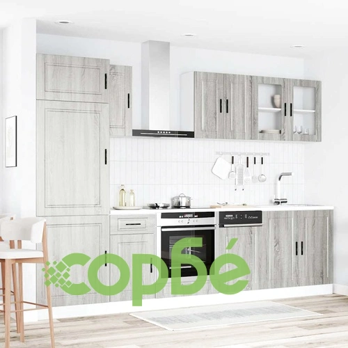 Комплект кухненски шкафове Kalmar от 8 части, инженерно дърво, сив сонома ➤ топ цена ➤ sorbe.bg