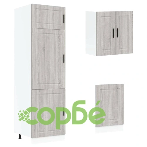 Комплект кухненски шкафове Kalmar от 8 части, инженерно дърво, сив сонома ➤ топ цена ➤ sorbe.bg