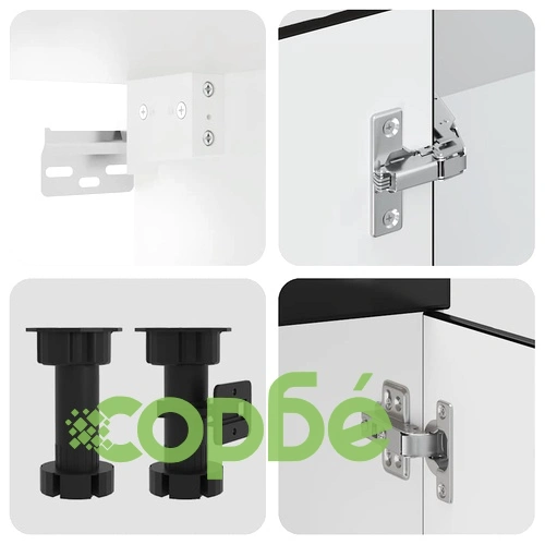 Комплект кухненски шкафове Kalmar от 8 части, черен, от инженерно дърво ➤ топ цена ➤ sorbe.bg