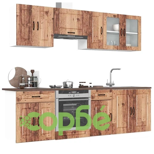 Комплект от 8 части кухненски шкафове Kalmar от инженерно дърво, цвят Старо дърво ➤ топ цена ➤ sorbe.bg