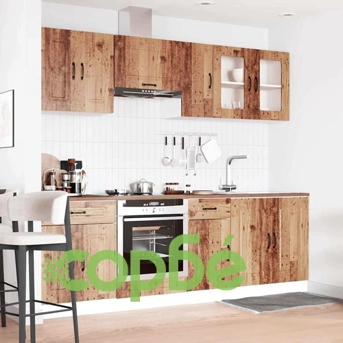 Комплект от 8 части кухненски шкафове Kalmar от инженерно дърво, цвят Старо дърво ➤ топ цена ➤ sorbe.bg