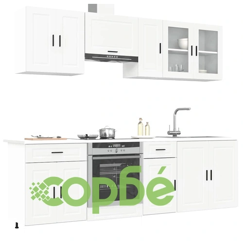 Комплект кухненски шкафове Kalmar от 8 части, бял, от инженерно дърво ➤ топ цена ➤ sorbe.bg