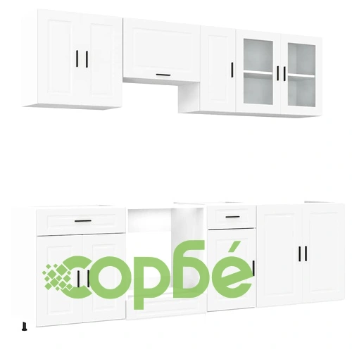 Комплект кухненски шкафове Kalmar от 8 части, бял, от инженерно дърво ➤ топ цена ➤ sorbe.bg