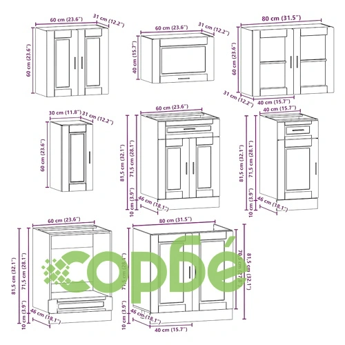 Комплект кухненски шкафове Kalmar от 8 части, бял, от инженерно дърво ➤ топ цена ➤ sorbe.bg