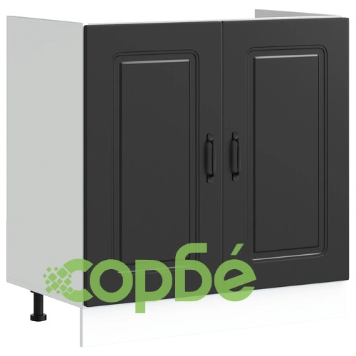 Кухненски шкаф Kalmar с двойни мивки - черен, от инженерна дървесина, 80 x 46 x 81.5 см ➤ топ цена ➤ sorbe.bg