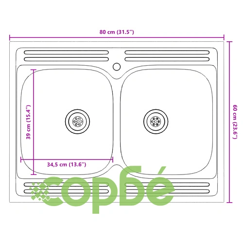 Кухненски шкаф Калмар с двойни мивки - Сив, от инженерна дървесина, 80x46x81.5 см ➤ топ цена ➤ sorbe.bg