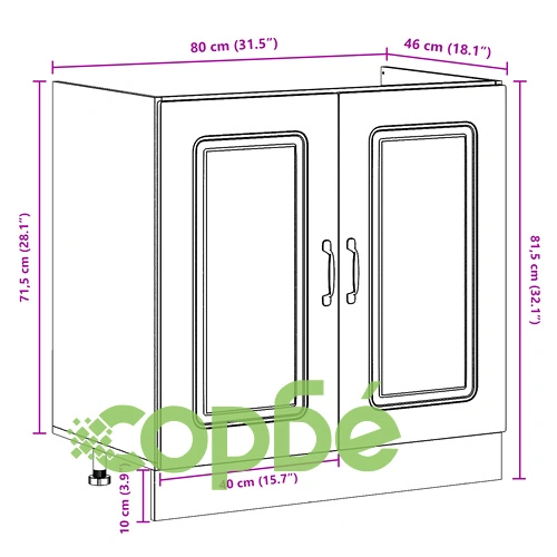 Кухненски шкаф Калмар с двойни мивки от инженерна дървесина - кафяв дъб 80x46x81.5 см ➤ топ цена ➤ sorbe.bg