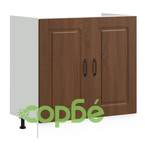 Кухненски шкаф Калмар с двойни мивки от инженерна дървесина - кафяв дъб 80x46x81.5 см ➤ топ цена ➤ sorbe.bg