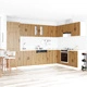 Кухненски шкаф Калмар с двойни мивки от инженерна дървесина в цвят златист дъб, 80 x 46 x 81.5 см