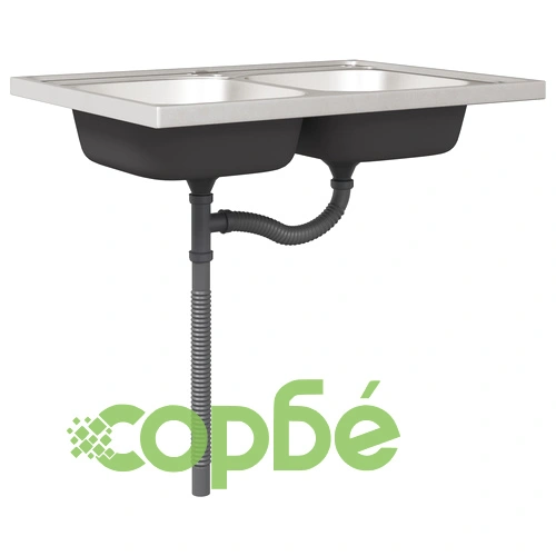 Кухненски шкаф Калмар с двойни мивки от инженерна дървесина в цвят златист дъб, 80 x 46 x 81.5 см ➤ топ цена ➤ sorbe.bg