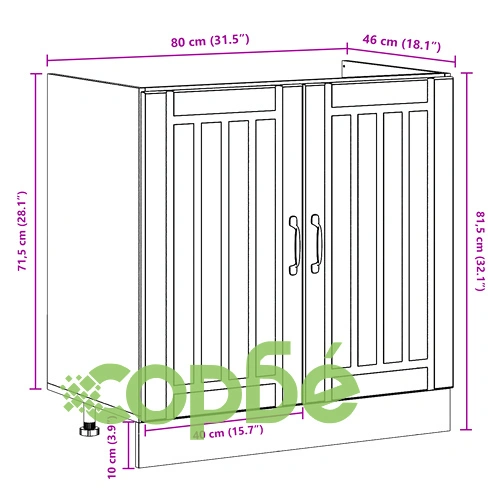 Кухненски шкаф Лука с двойни мивки, бял, от инженерно дърво, 80 x 46.5 x 81.5 см ➤ топ цена ➤ sorbe.bg