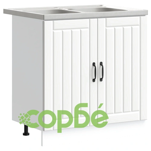 Кухненски шкаф Лука с двойни мивки, бял, от инженерно дърво, 80 x 46.5 x 81.5 см ➤ топ цена ➤ sorbe.bg