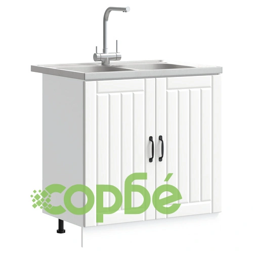 Кухненски шкаф Лука с двойни мивки, бял, от инженерно дърво, 80 x 46.5 x 81.5 см ➤ топ цена ➤ sorbe.bg