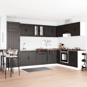 Кухненски шкаф Лука с двойни мивки, черен, 80x46.5x81.5 см, от инженерна дървесина